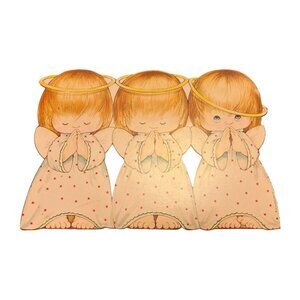 Vintage 1980s Hallmark  Praying Angels Die-Cut Paper Fold-Out Decoration 11"